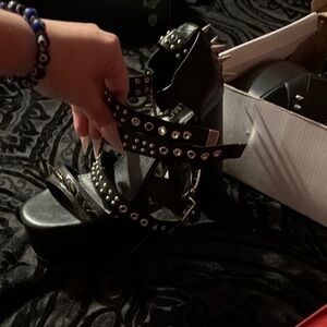 Lamoda Studded Black Platform Heels